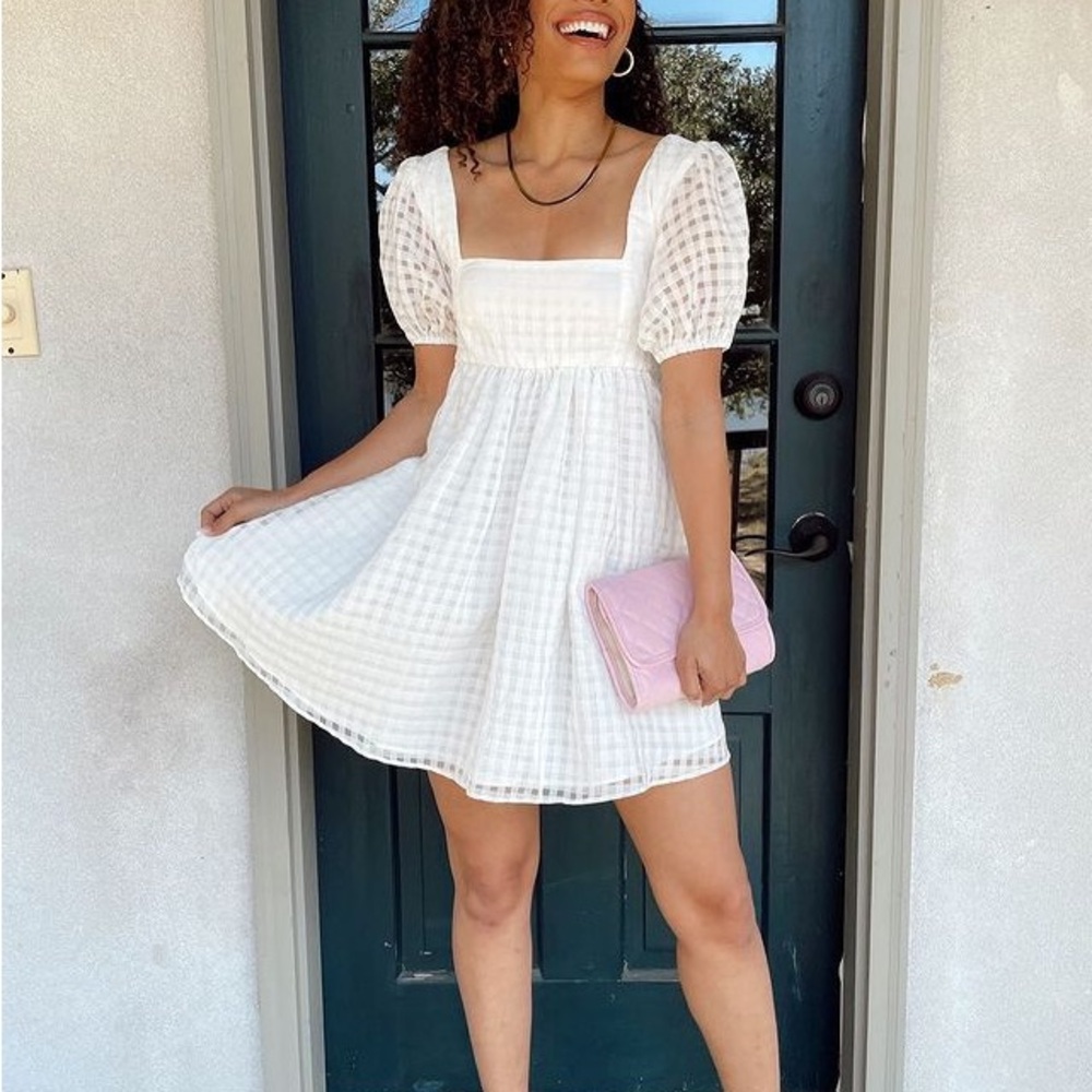 Show Me Your Mumu Smitten Babydoll Dress ~ Ivory Charmed and Checkered